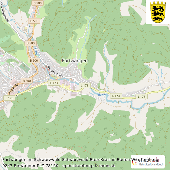 Furtwangen im Schwarzwald Gro?e Landstadt Lageplan
